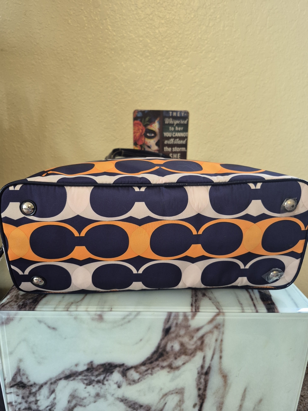 COACH Signature Stripe Linear Carryall Print Tote Bag - Picture 3 of 8